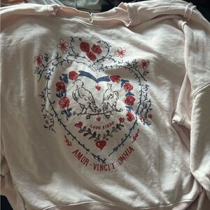 Free People Camden Sweatshirt Pink Love Birds Sweatshirt